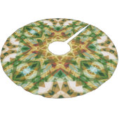 クリスマススターウィンターグリーン秋ブラウン金ゴールドイエロー ブラッシュドポリエステルツリースカート (アングル)