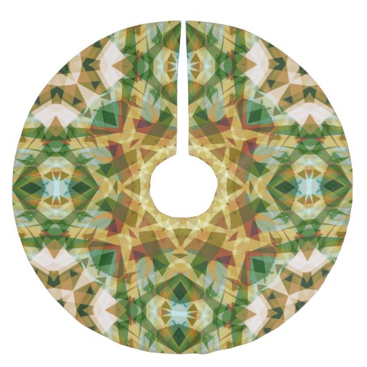 クリスマススターウィンターグリーン秋ブラウン金ゴールドイエロー ブラッシュドポリエステルツリースカート (正面)