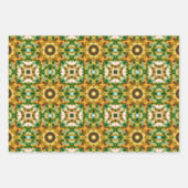 クリスマススターウィンターグリーン秋ブラウン金ゴールドイエロー ラッピングペーパーシート (正面2)