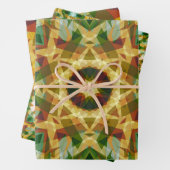 クリスマススターウィンターグリーン秋ブラウン金ゴールドイエロー ラッピングペーパーシート (インサイチュ)