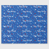 クリスマススターオンブルー ラッピングペーパー (フラット)