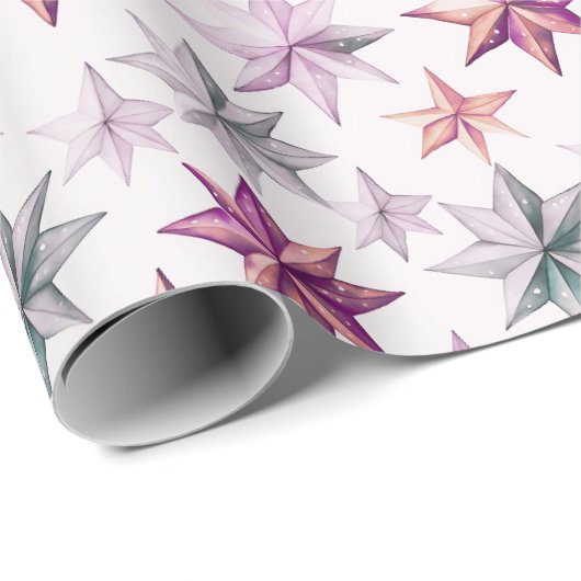 クリスマススターオーナメントモダンクリスマス ラッピングペーパー (ロールコーナー)