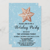 クリスマススタークッキーホリデーパーティーブルースノー 招待状 (正面/裏面)