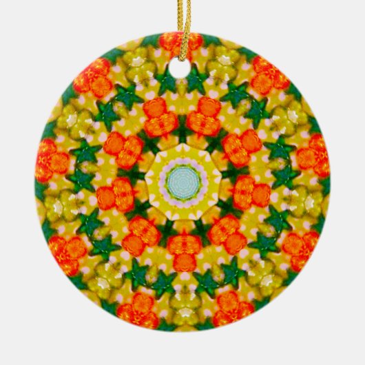 クリスマススターサークルフラクタル セラミックオーナメント (正面)