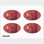 クリスマススターステッカー - メリークリスマス デザイン 楕円形シール (シート)