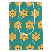 クリスマススタースマイリー漫画のキャラクター ミディアムペーパーバッグ (裏面)