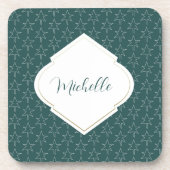 クリスマススターズのパタモノグラムのーンパイングリーン コースター (正面)