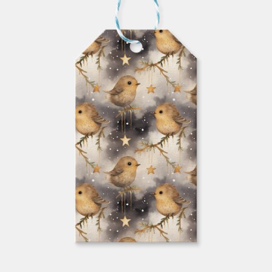 クリスマススターズアンドロビンズギフトラベル ギフトタグ (正面)
