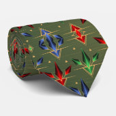 クリスマススターズグリーンブルーレッド金ゴールド ネクタイ (ロール)