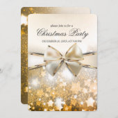 クリスマススターズスパークルサテンパーティの招待状 招待状 (正面/裏面)