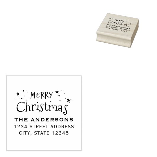 クリスマススターズファミリーネーム差出人住所 ラバースタンプ (押印)