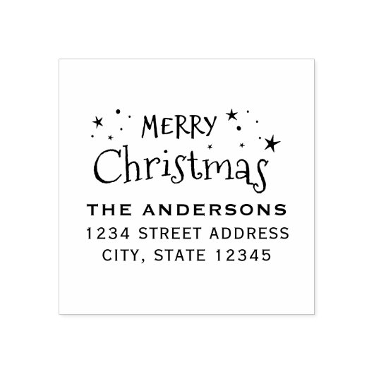 クリスマススターズファミリーネーム差出人住所 ラバースタンプ (インプリント)