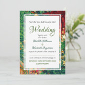 クリスマススターズフェスティバルレッドグリーン結婚金ゴールド 招待状 (スタンド正面)