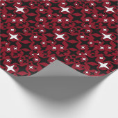 クリスマススターズブラックn白と赤の背景 ラッピングペーパー (角)