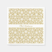 クリスマススターズラグジュアリーパターンパーソナライズされた金ゴールド スタンダードカクテルナプキン (正面)