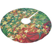 クリスマススターズレッドグリーンフェイク金ゴールドレトロ抽象芸術 ブラッシュドポリエステルツリースカート (アングル)