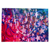 クリスマススターズ抽象芸術パープルレッド薄紫フェスティバル ラージペーパーバッグ (裏面)