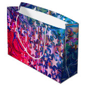 クリスマススターズ抽象芸術パープルレッド薄紫フェスティバル ラージペーパーバッグ (裏面アングル)