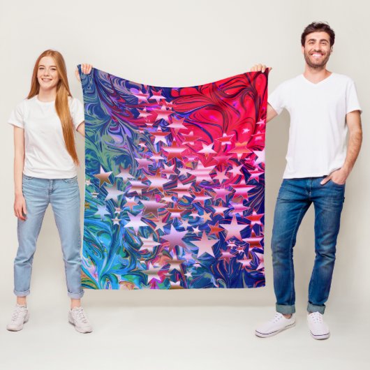 クリスマススターズ抽象芸術紫レッド薄紫 フリースブランケット (インサイチュ)