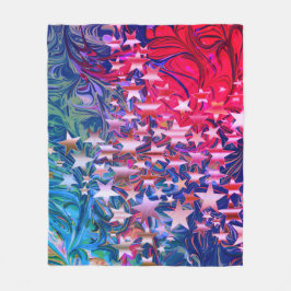 クリスマススターズ抽象芸術紫レッド薄紫 フリースブランケット