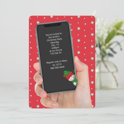 クリスマススターズ文字メッセージパーティー招待状 招待状 (スタンド正面)