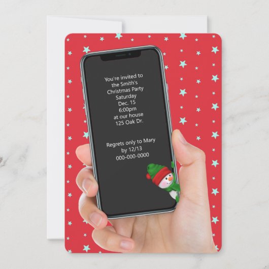 クリスマススターズ文字メッセージパーティー招待状 招待状 (正面)