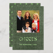 クリスマススターズBurlapファミリーフォト シーズンカード (正面/裏面)