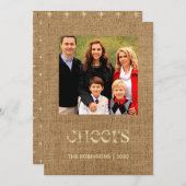 クリスマススターズBurlapファミリーフォト シーズンカード (正面/裏面)