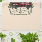 クリスマススタートの喜びトラック&X – マスツリー キッチンタオル (折り畳み)