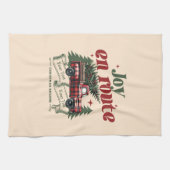 クリスマススタートの喜びトラック&X – マスツリー キッチンタオル (横)