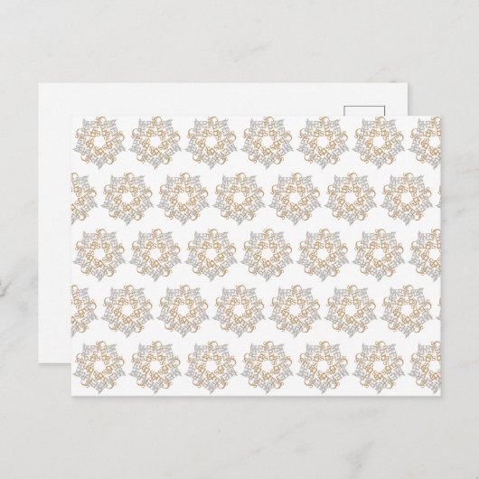 クリスマススターパターン金ゴールド銀書道アート ポストカード (正面/裏面)