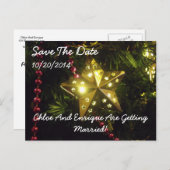 クリスマススターパーソナライズされたが日付を保存 案内ポストカード (正面/裏面)