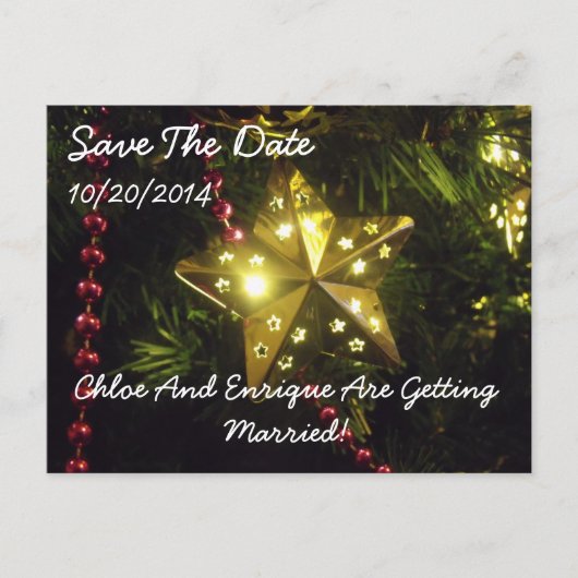 クリスマススターパーソナライズされたが日付を保存 案内ポストカード (正面)