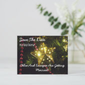 クリスマススターパーソナライズされたが日付を保存 案内ポストカード (スタンド正面)