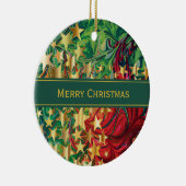 クリスマススターパーソナライズされたズレッドグリーンフェイク金ゴールド セラミックオーナメント (右)