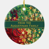 クリスマススターパーソナライズされたズレッドグリーンフェイク金ゴールド セラミックオーナメント (裏面)