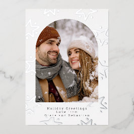 クリスマススターパーソナライズされた写真 箔シーズンカード