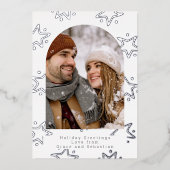 クリスマススターパーソナライズされた写真 箔シーズンカード (正面)