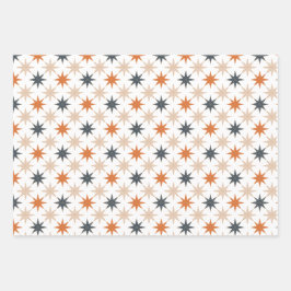 クリスマススターホリデーパターン ラッピングペーパーシート