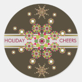 クリスマススターホリデー応援シックステッエレガントカー ラウンドシール (正面)