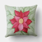 クリスマススターポインセチア水彩手絵を描形 クッション (裏面)