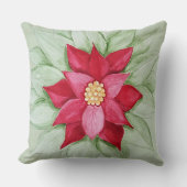 クリスマススターポインセチア水彩手絵を描形 クッション (正面)