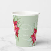 クリスマススターポインセチア水彩手絵を描形 紙コップ (裏面)