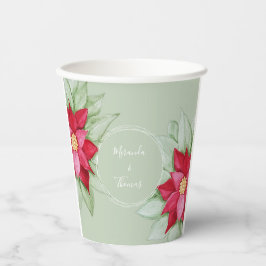 クリスマススターポインセチア水彩手絵を描形 紙コップ