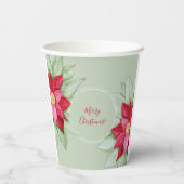 クリスマススターポインセチア水彩手絵を描形 紙コップ (裏面)