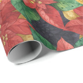 クリスマススターポインセティララッピング紙 ラッピングペーパー (ロールコーナー)