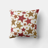 クリスマススターレッド金ゴールドモダンファームハ素朴ウス クッション (裏面)