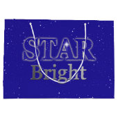 クリスマススターワードアートブルーとシルバー ラージペーパーバッグ (裏面)