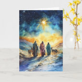 クリスマススター付き穏やかな水彩出生 カード (黄色い花)