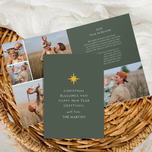 クリスマススター年レビュー写真コラージュ 招待状